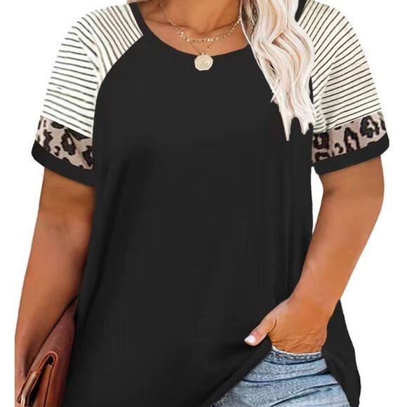 No Brand Tops - Mixed Print Short Sleeve Shirt